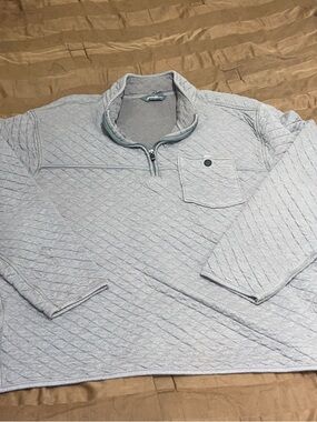 Eddie Bauer Light Gray Quilted Half-Zip Pullover